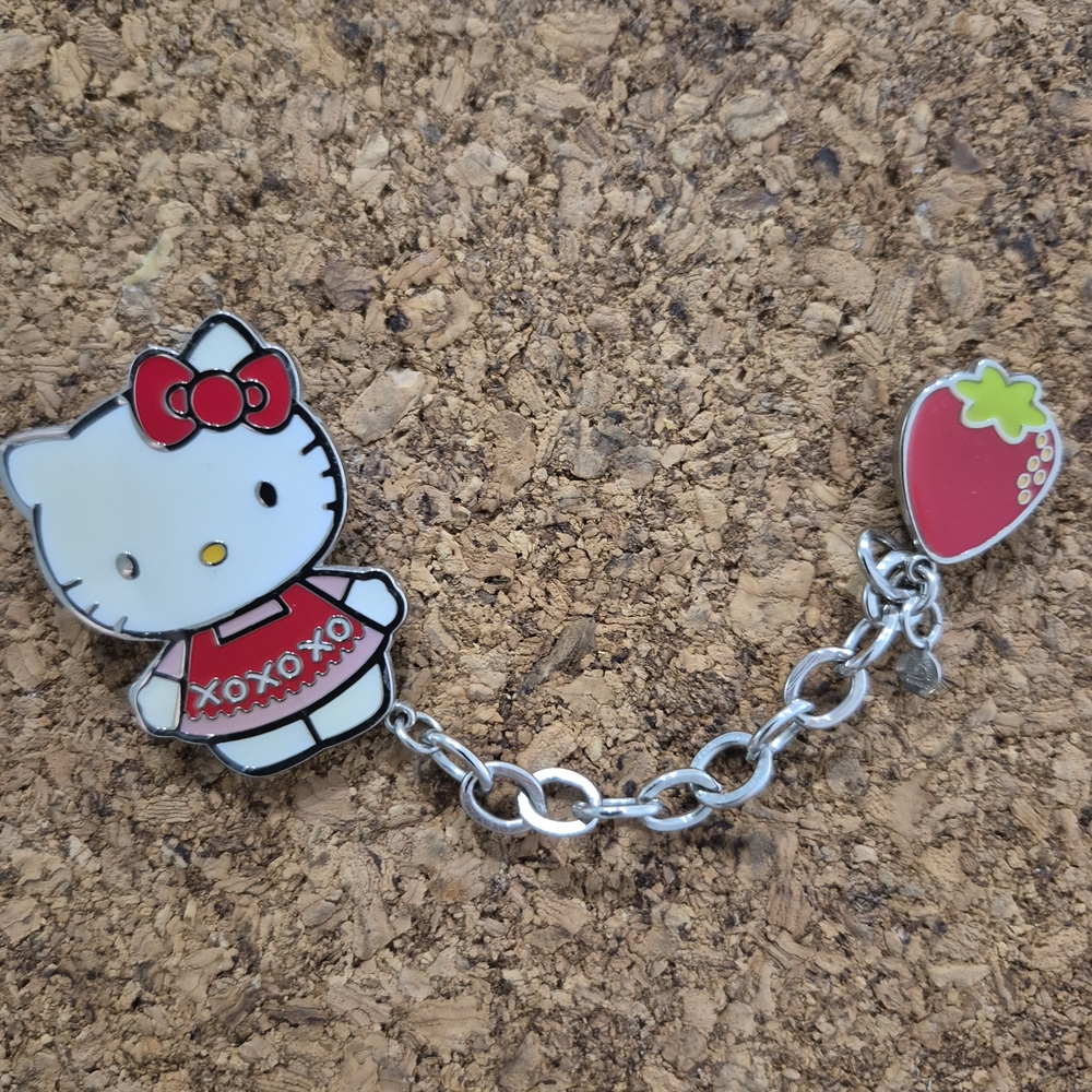 Hello Kitty & Strawberry Pin with chain
